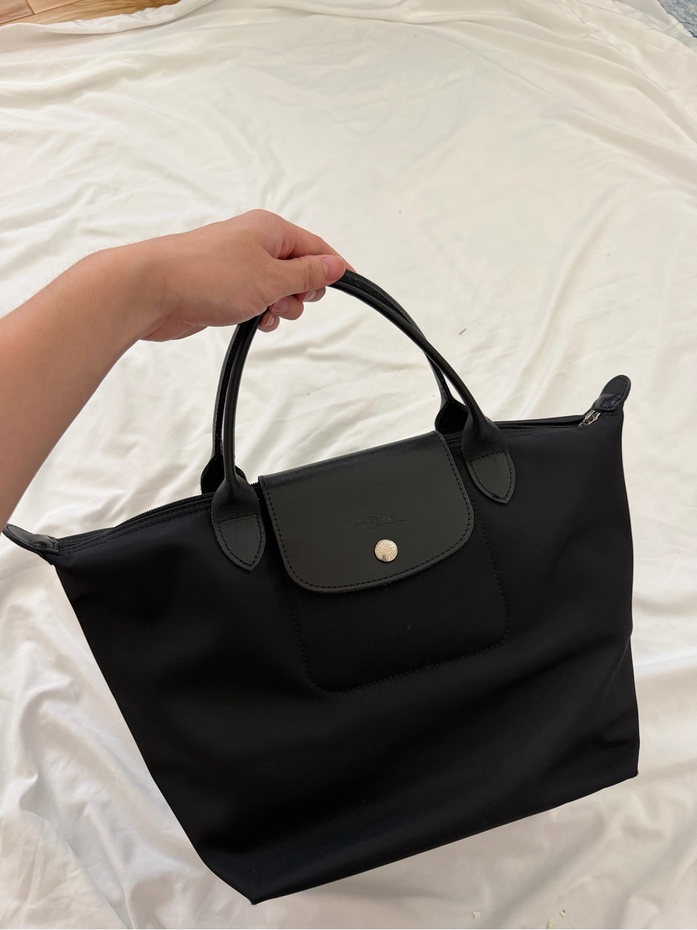 Longchamp Black Le Pliage Nylon Tote with Organizer Insert